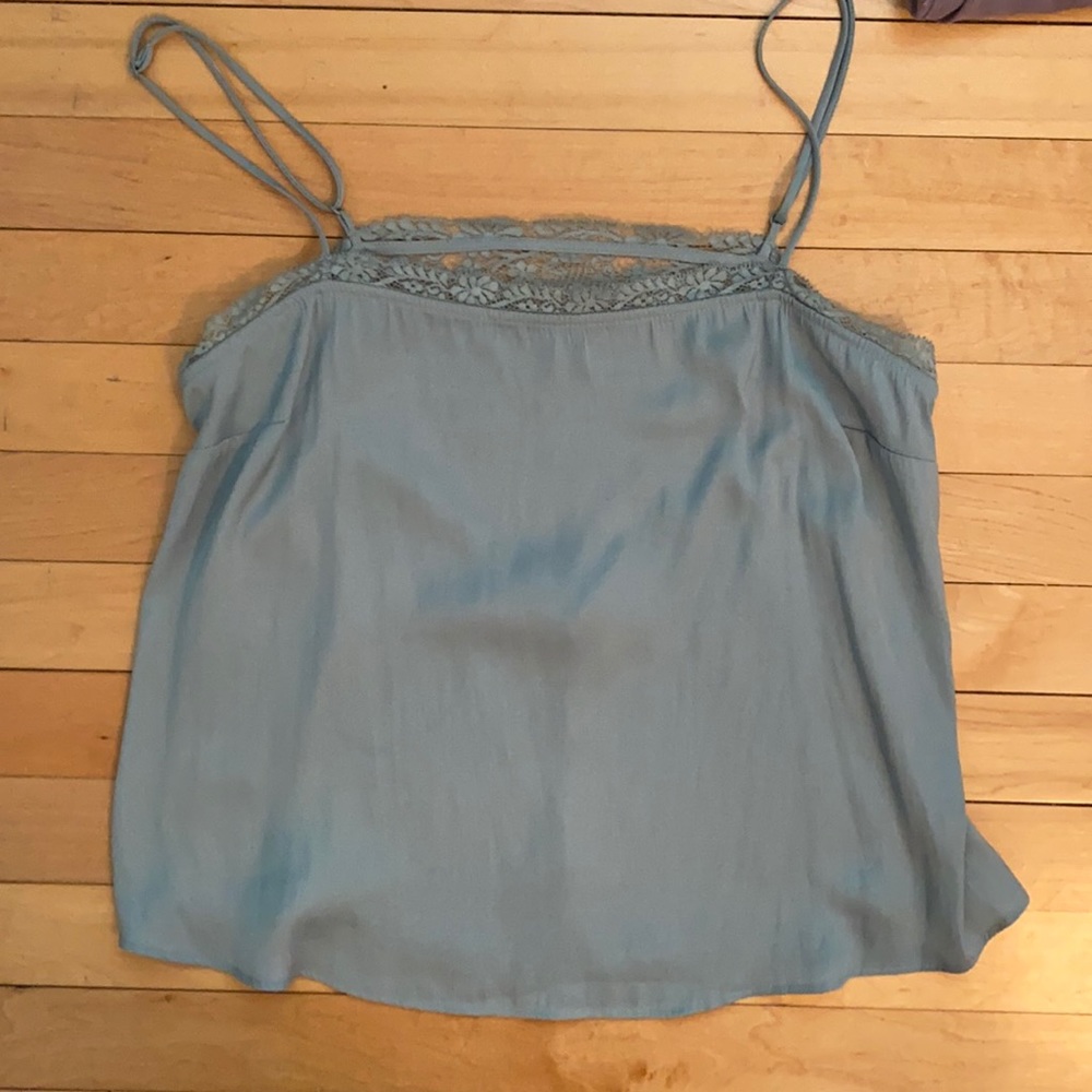 Free People Blue Silky Tank Top